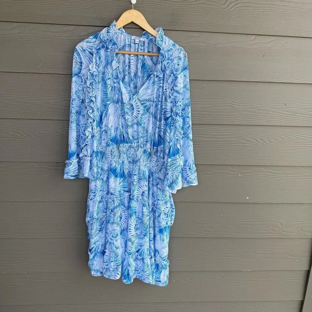 Chico's Light Blue Seashell Print Mini Dress - Picture 2 of 8